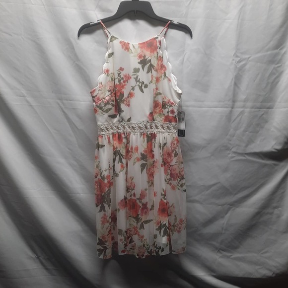 NWT A. Byers scalloped top peachy pink mesh lace waist knee length dress 11 - Picture 1 of 11